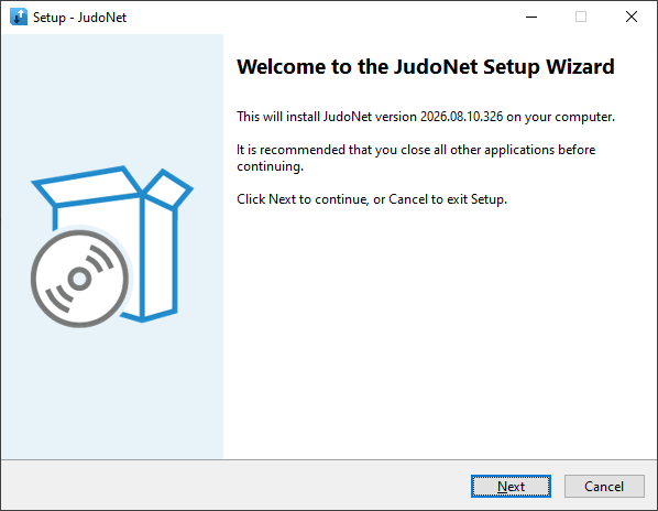 The JudoNet setup welcome page