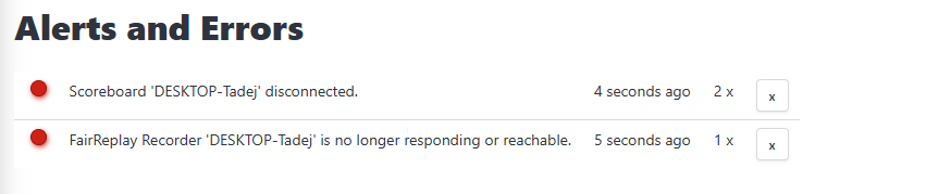 Alerts and errors