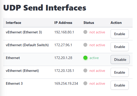 UDP send status