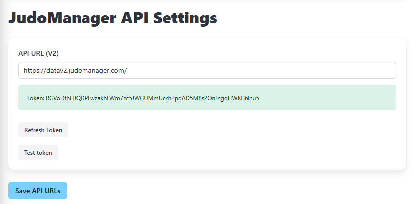 JudoManager API settings