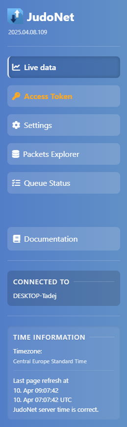 The left-hand menu