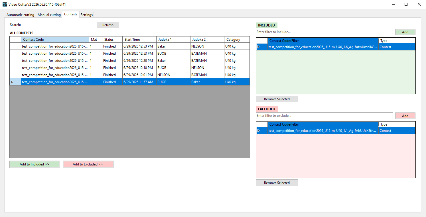 The Contests tab