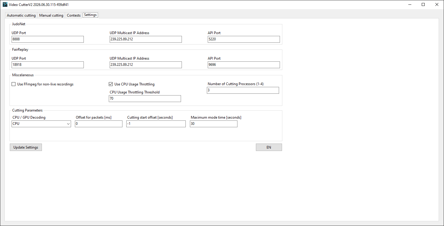 The Settings tab