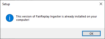 The message shown when the same version is already installed
