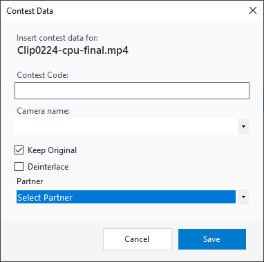 The Contest Data form